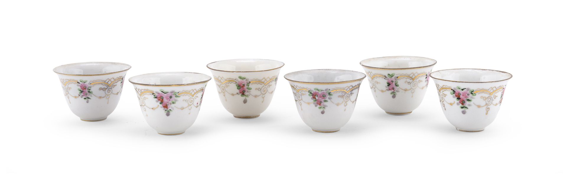 SIX PORCELAIN EGG CUPS EARLY 20TH CENTURY