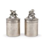 PAIR OF SILVER INK CANS NORTHERN EUROPE 19TH CENTURY