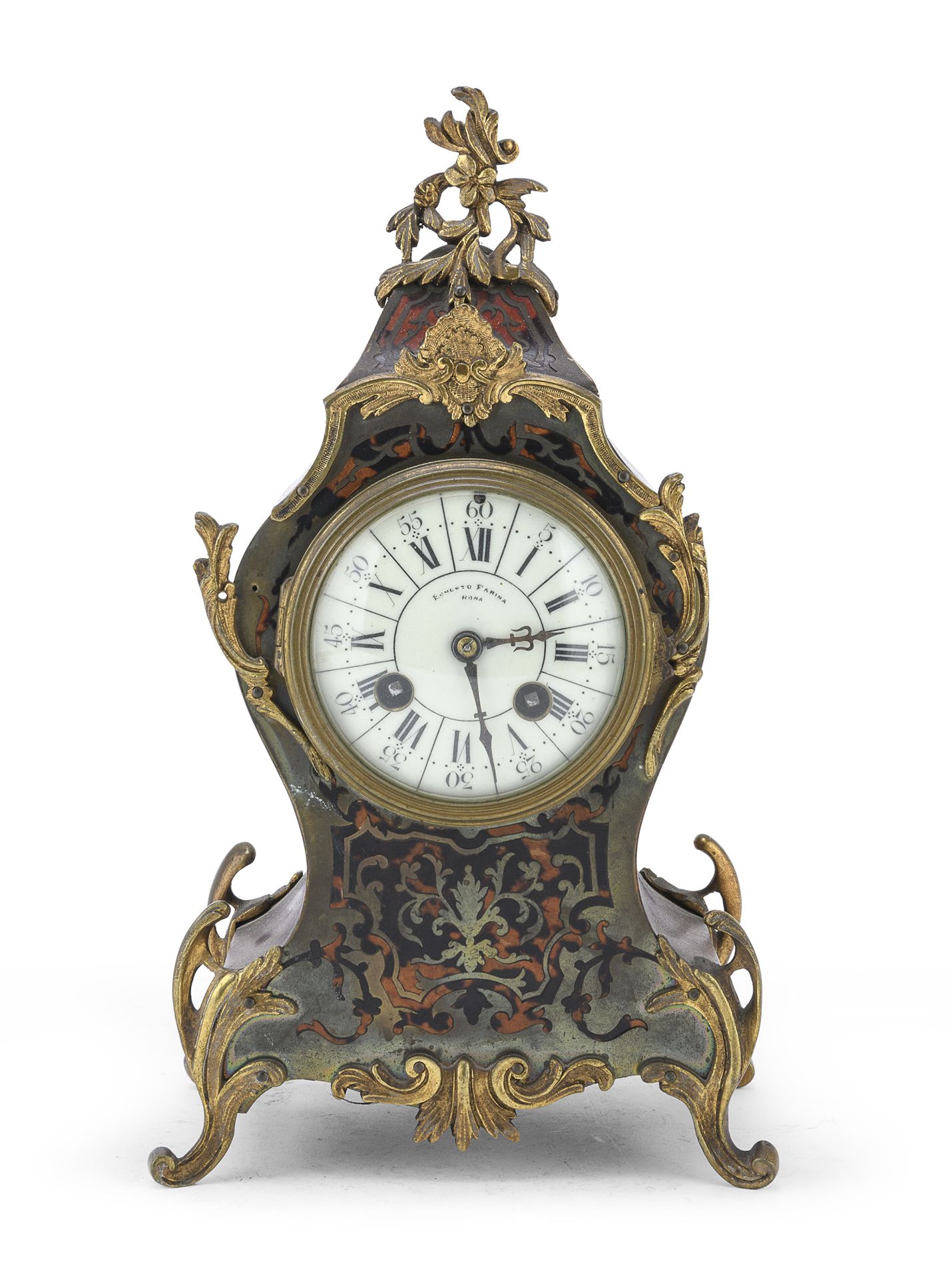 SMALL BOULLE MANTEL CLOCK 19TH CENTURY