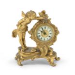 SMALL GILT METAL TABLE CLOCK EARLY 20TH CENTURY