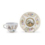 PORCELAIN CUP AND SAUCER MEISSEN 19TH CENTURY