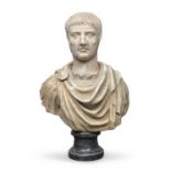 WHITE MARBLE BUST OF ROMAN EMPEROR EARLY 19TH CENTURY