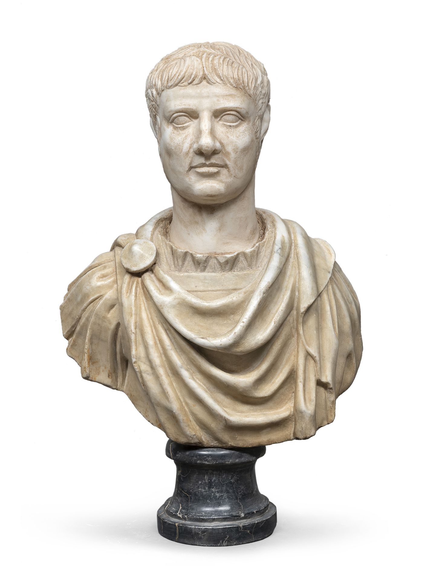 WHITE MARBLE BUST OF ROMAN EMPEROR EARLY 19TH CENTURY