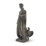 REMAINS OF DANTE SCULPTURE IN ANTIMONY LATE 19TH CENTURY