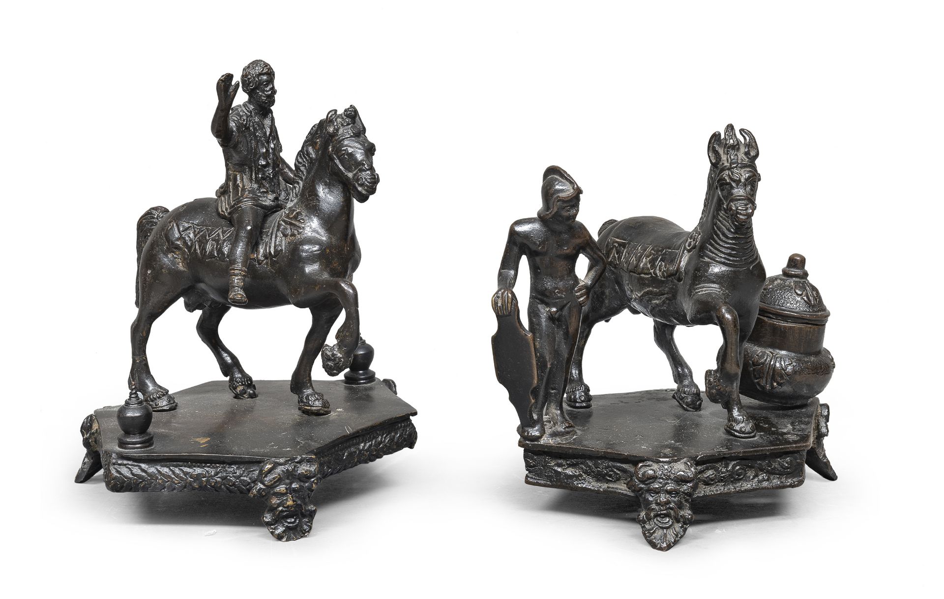 PAIR OF BRONZE SCULPTURES BY THE CIRCLE OF SEVERO CALZETTA FROM RAVENNA
