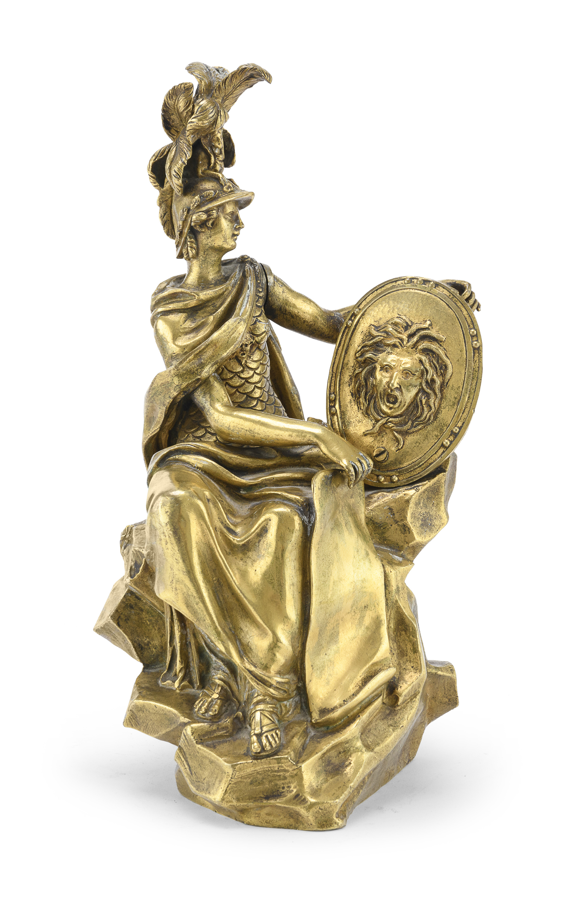 GILT BRONZE GROUP OF MINERVA FRANCE 18TH CENTURY