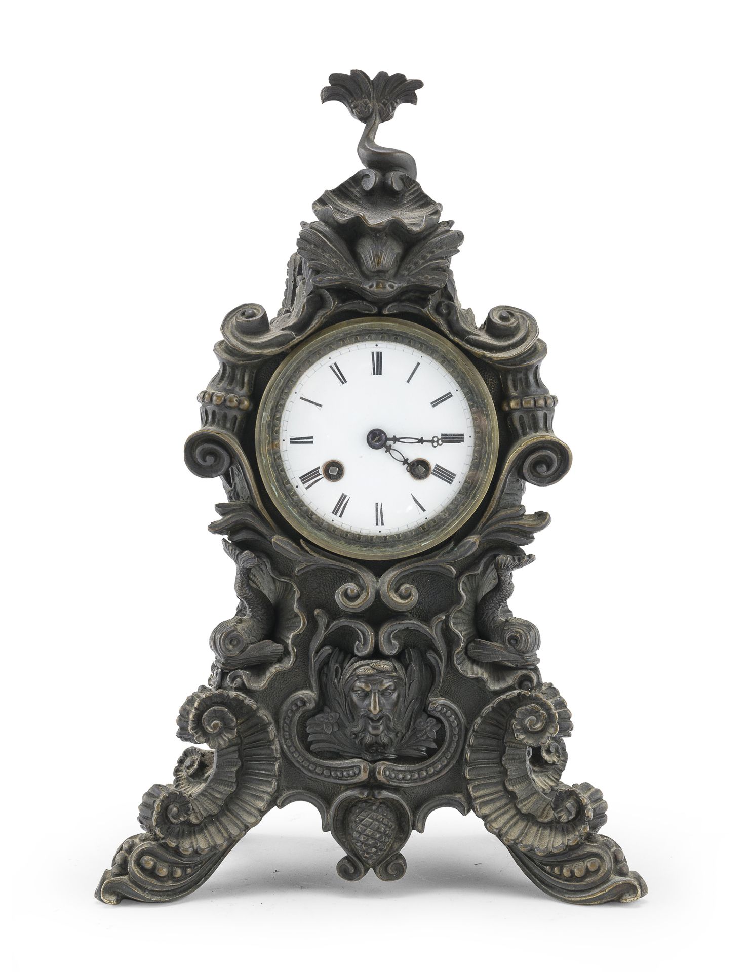 CAST IRON MANTEL CLOCK 19TH CENTURY