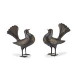 RARE PAIR OF COPPER SCULPTURES OF BIRDS FRANCE LIMOGES 16TH CENTURY