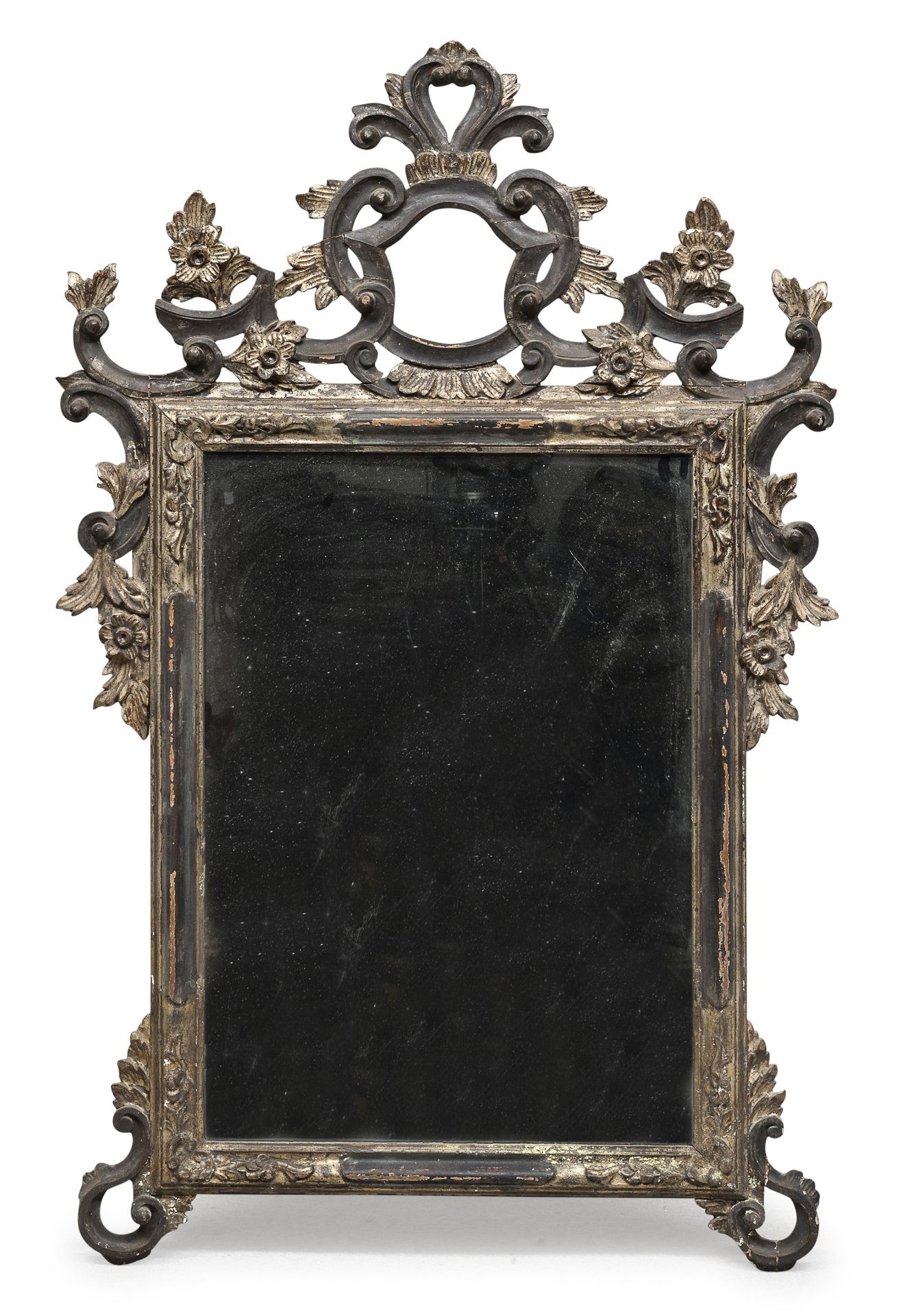 MIRROR IN SILVER-PLATED WOOD LATE 19TH CENTURY