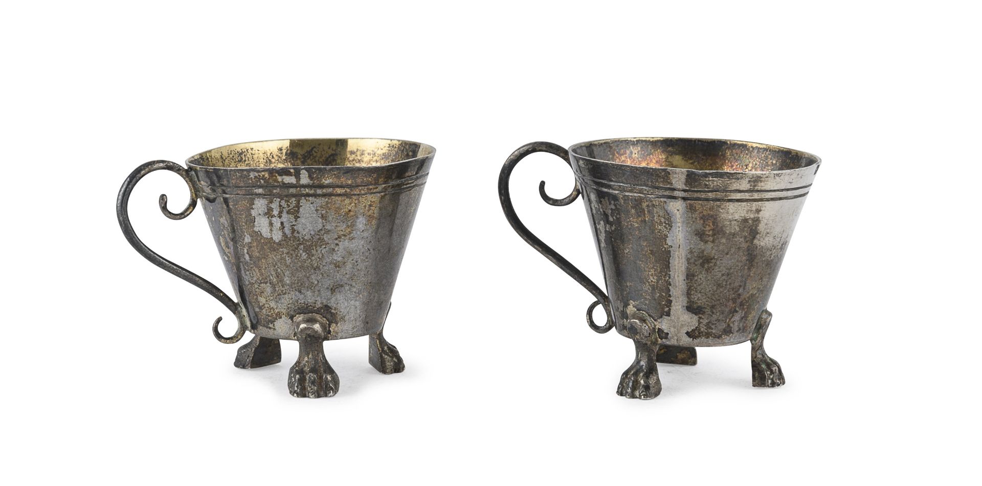 PAIR OF SMALL SILVER BEAKERS ROME PAPAL STATES 1809