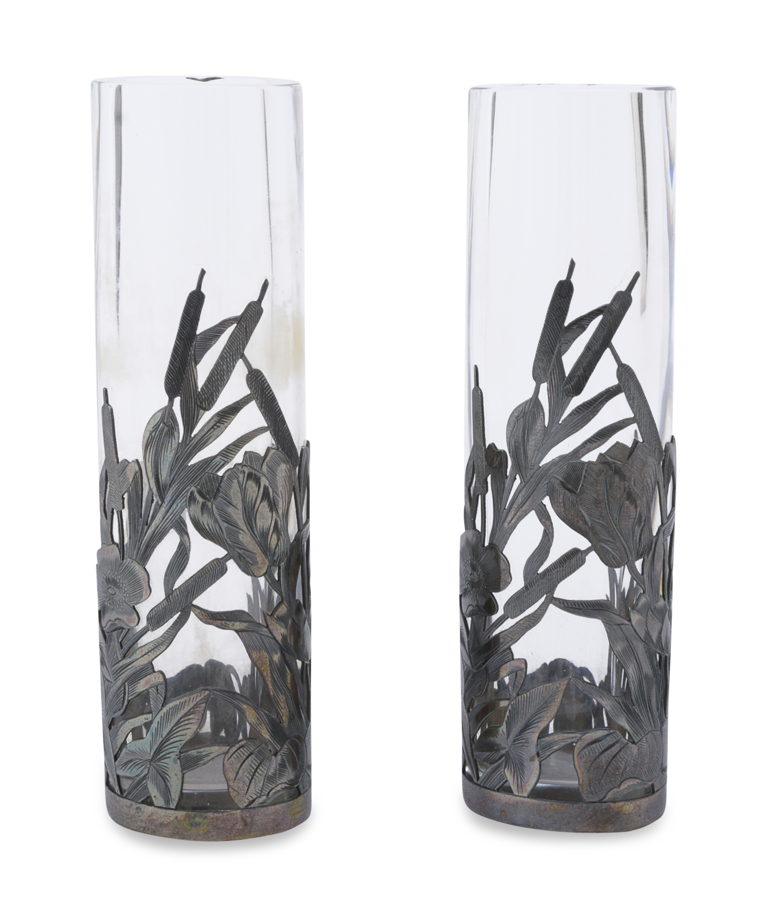 PAIR OF GLASS FLOWER VASES EARLY 20TH CENTURY