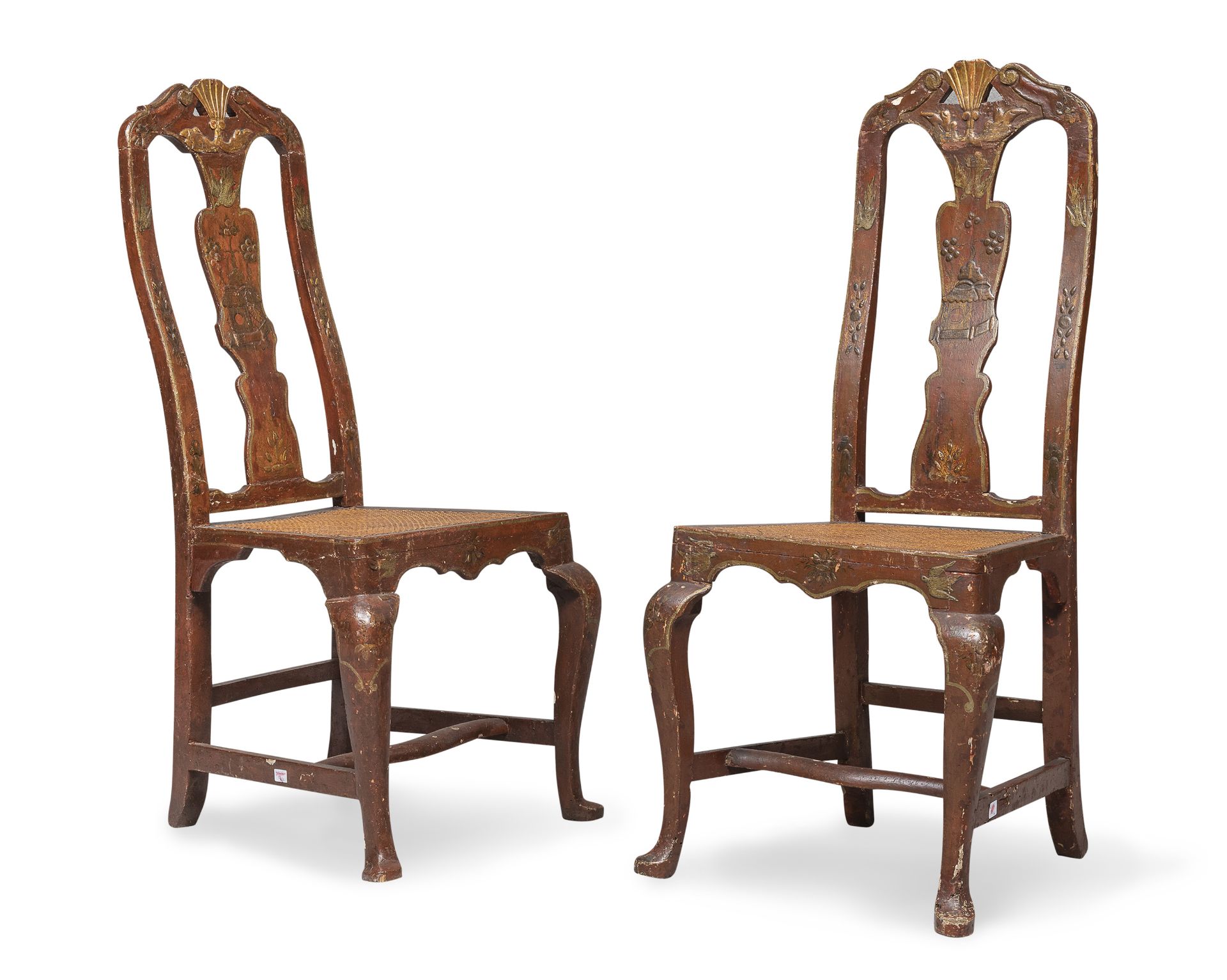 PAIR OF LACQUERED WOODEN CHAIRS PIEDMONT 18TH CENTURY