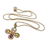 GOLD NECKLACE WITH DIAMONDS AND AMETHYST