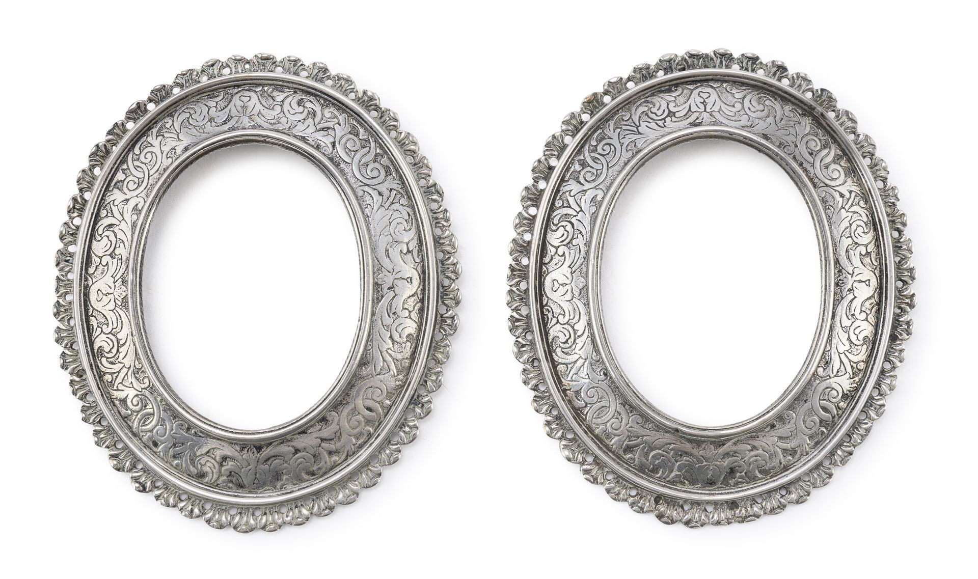 PAIR OF SMALL SILVER-PLATED BRONZE FRAMES 19TH CENTURY