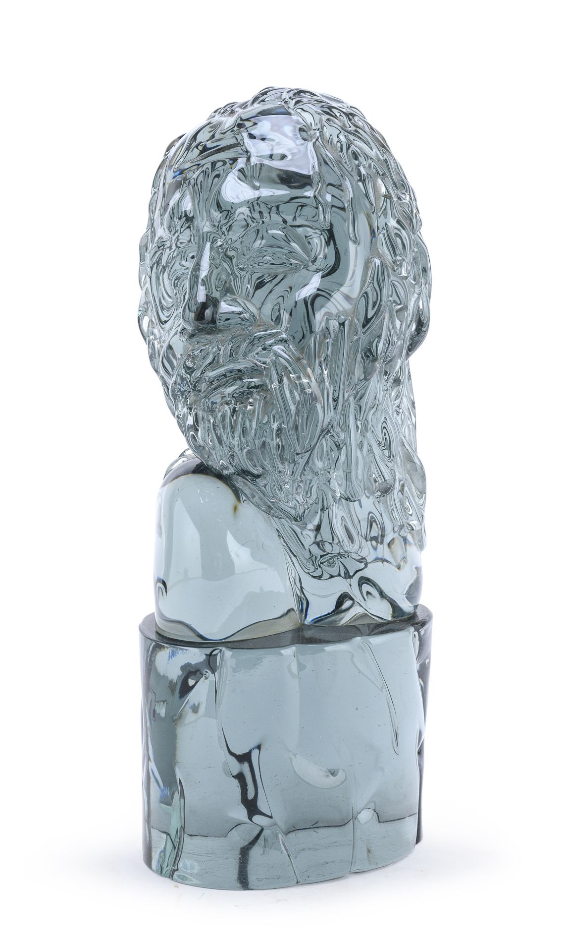 GLASS SCULPTURE OF A MAN'S HEAD