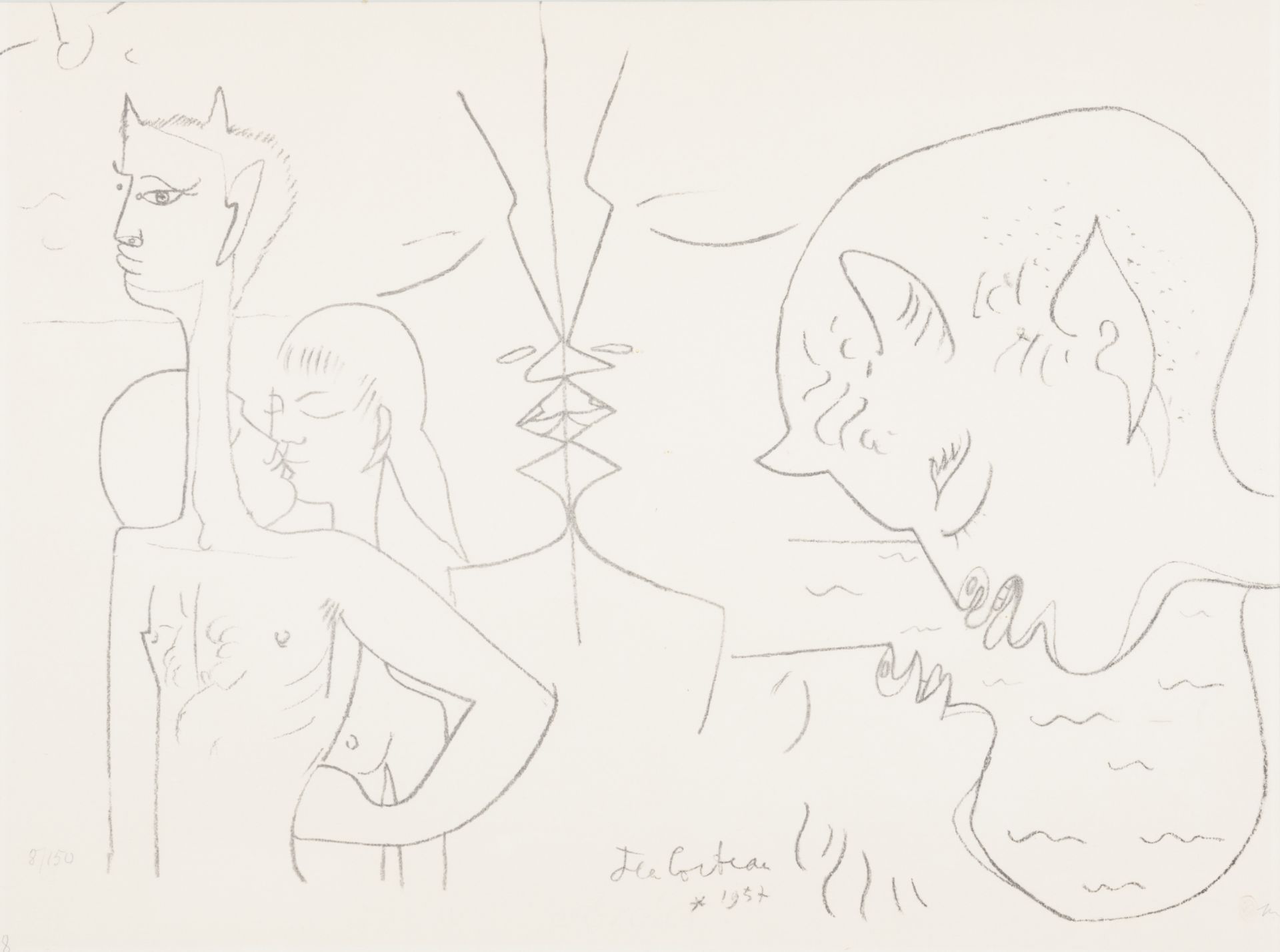 LITHOGRAPH BY JEAN COCTEAU D'APRES 1957/1975