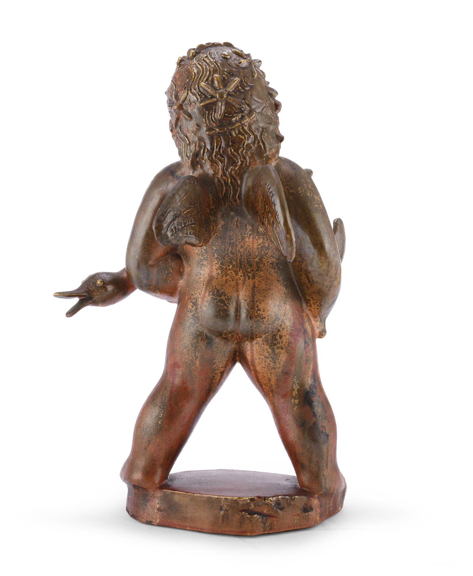 CERAMIC SCULPTURE PUTTO WITH GOOSE BY ANGELO BIANCINI 1938 ca. - Image 3 of 4