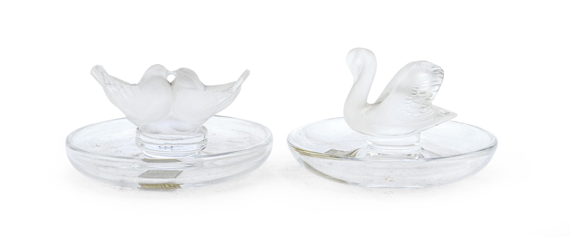 TWO CRYSTAL ASHTRAYS LALIQUE 20TH CENTURY