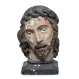 STUCCO HEAD OF ECCE HOMO 19TH CENTURY