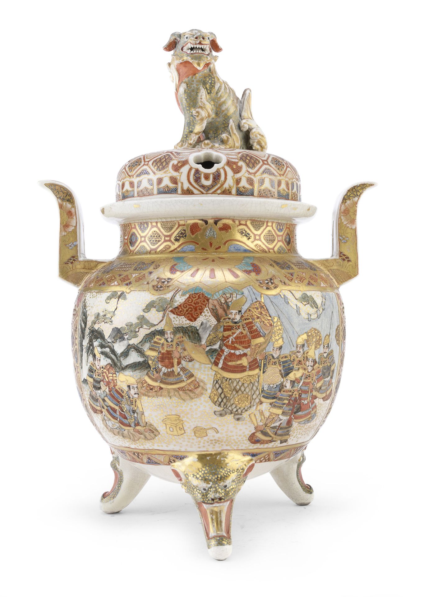 LARGE CERAMIC CENSER WITH POLYCHROME ENAMELS AND GOLD JAPAN LATE 19TH CENTURY