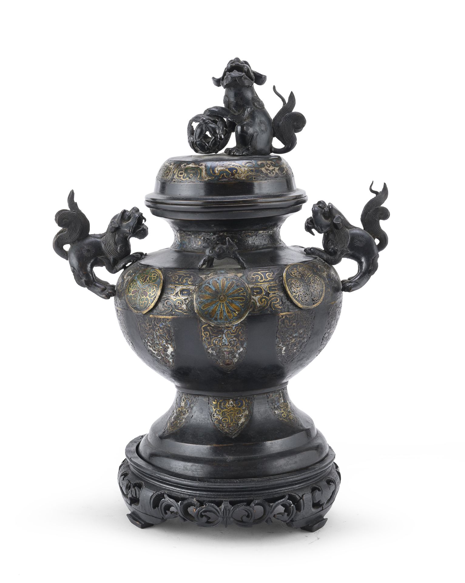 RARE AND IMPORTANT BRONZE VASE WITH CLOISONNÈ ENAMELS JAPAN 19TH CENTURY