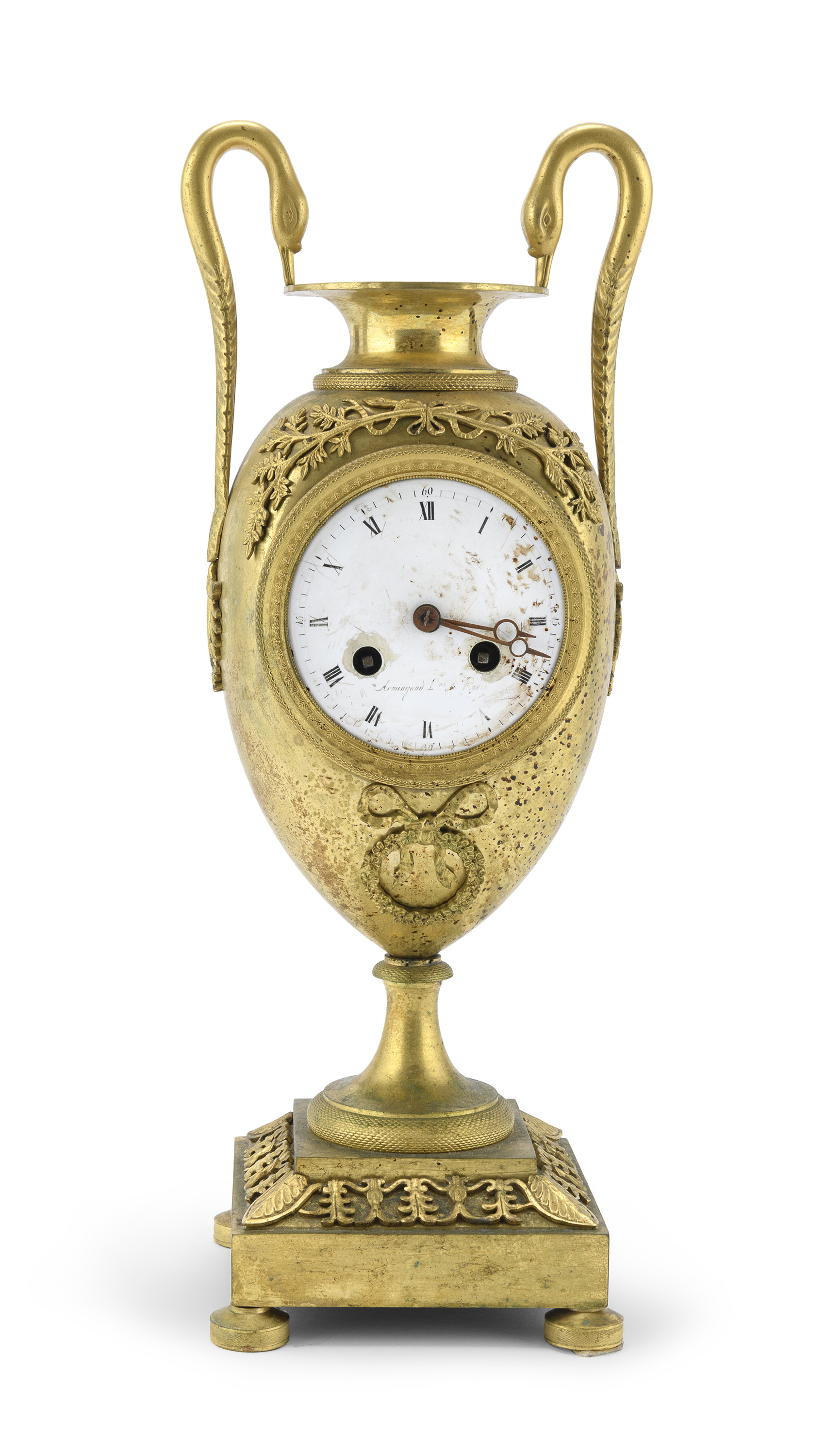 GILT BRONZE MANTEL CLOCK FRANCE LATE LOUIS XVI PERIOD