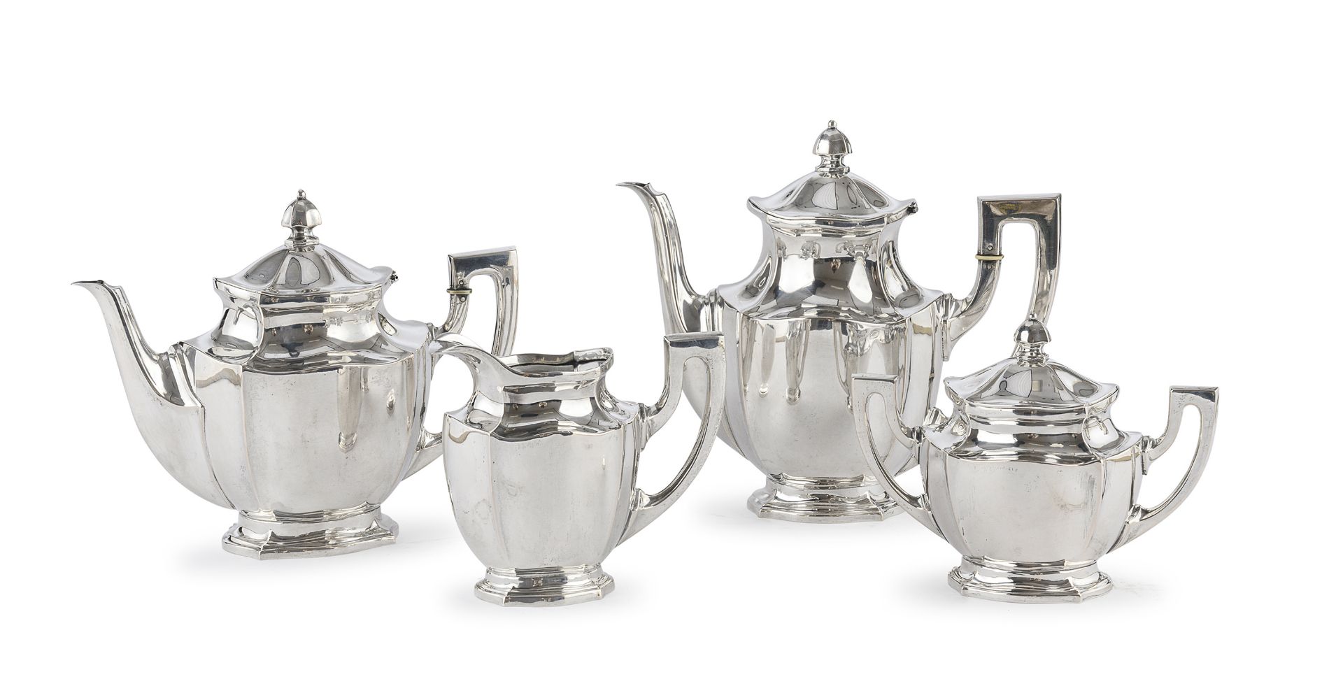 SILVER TEA AND COFFEE SET ALESSANDRIA 1950 ca.