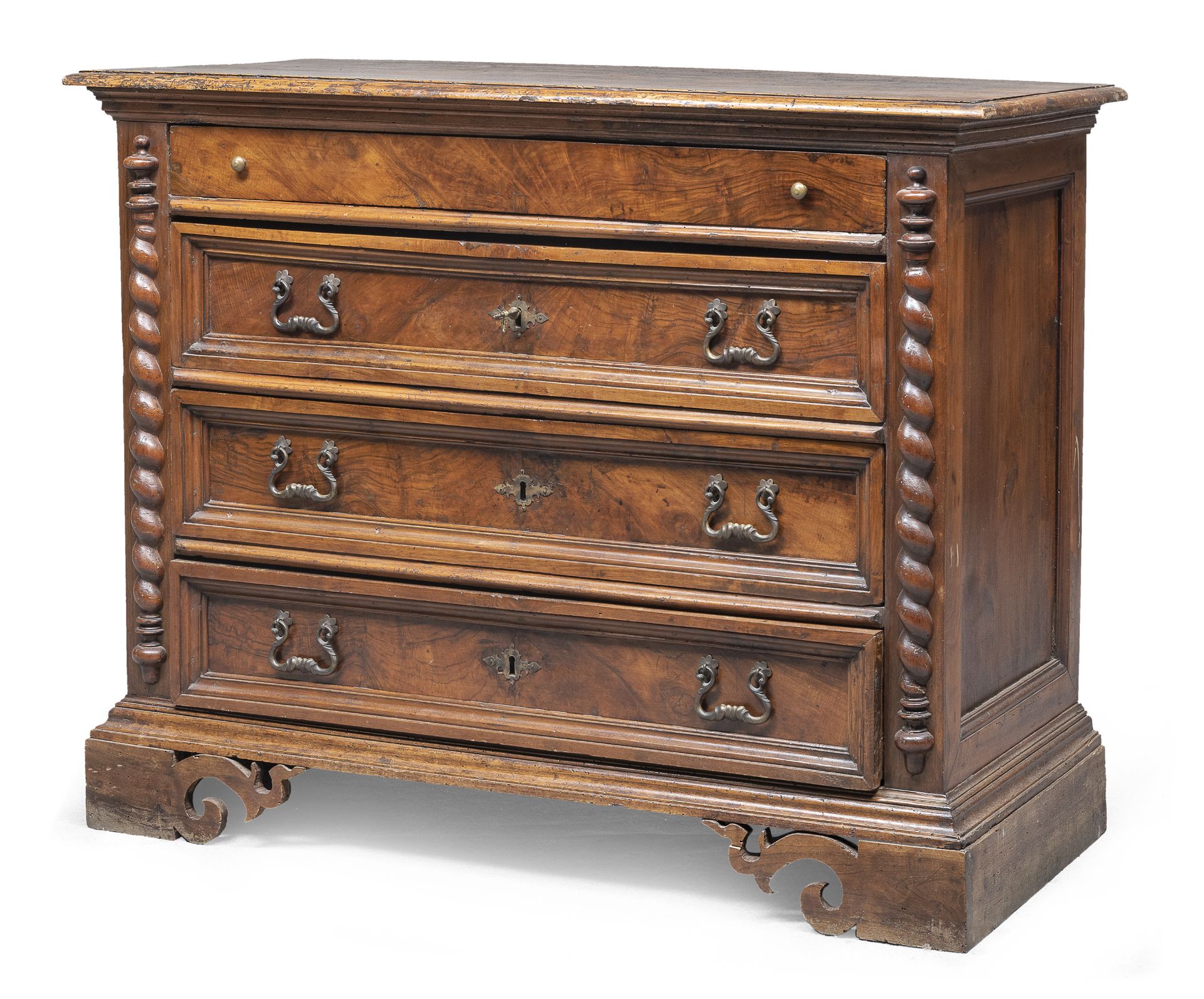SMALL WALNUT AND WALNUT BRIAR CHEST CENTRAL ITALY 18TH CENTURY