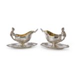 BEAUTIFUL PAIR OF SILVER AND SILVER-PLATED SAUCE BOATS SHEFFIELD 1880/1900