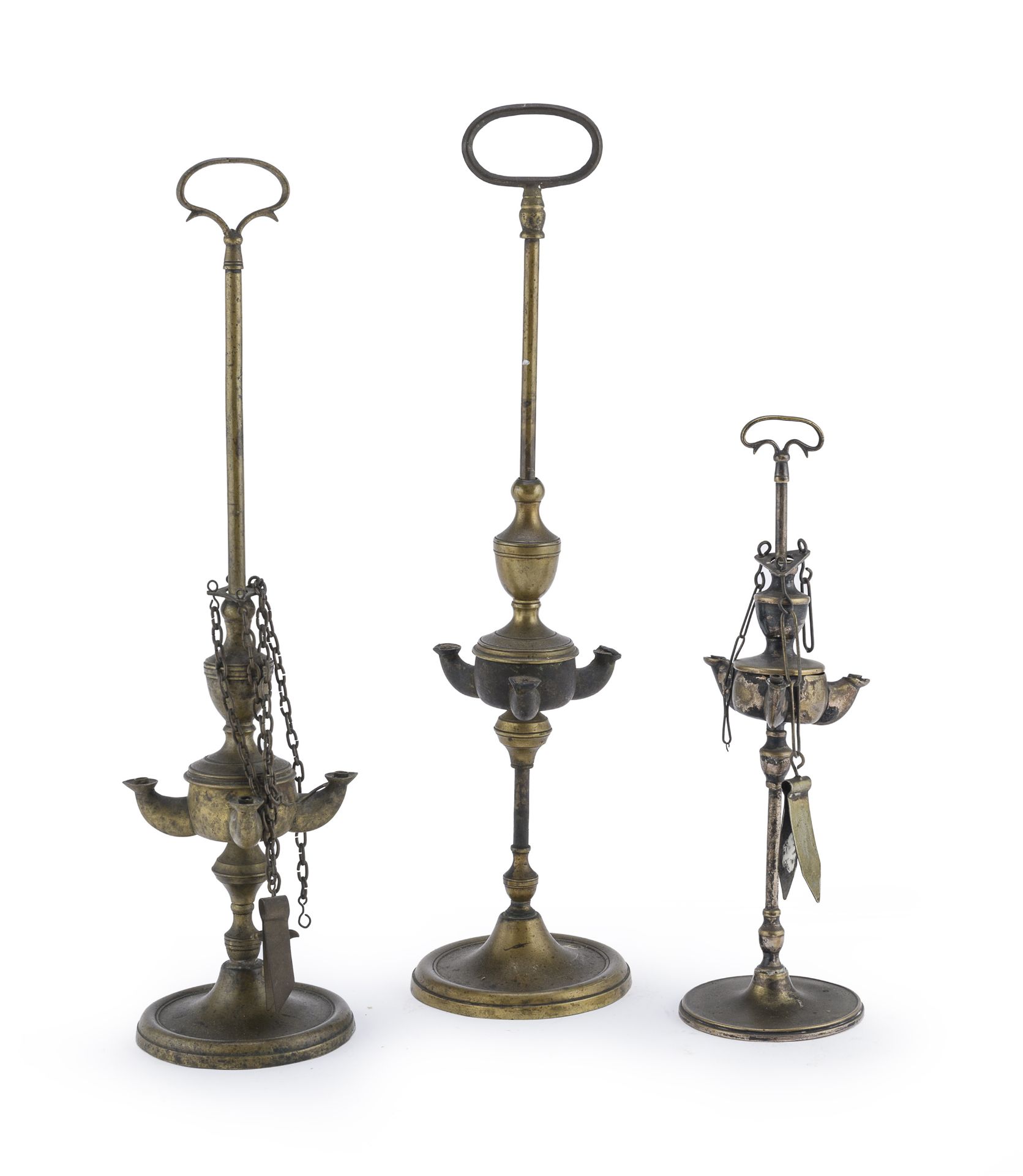 THREE SMALL OIL LAMPS 18TH-19TH CENTURY