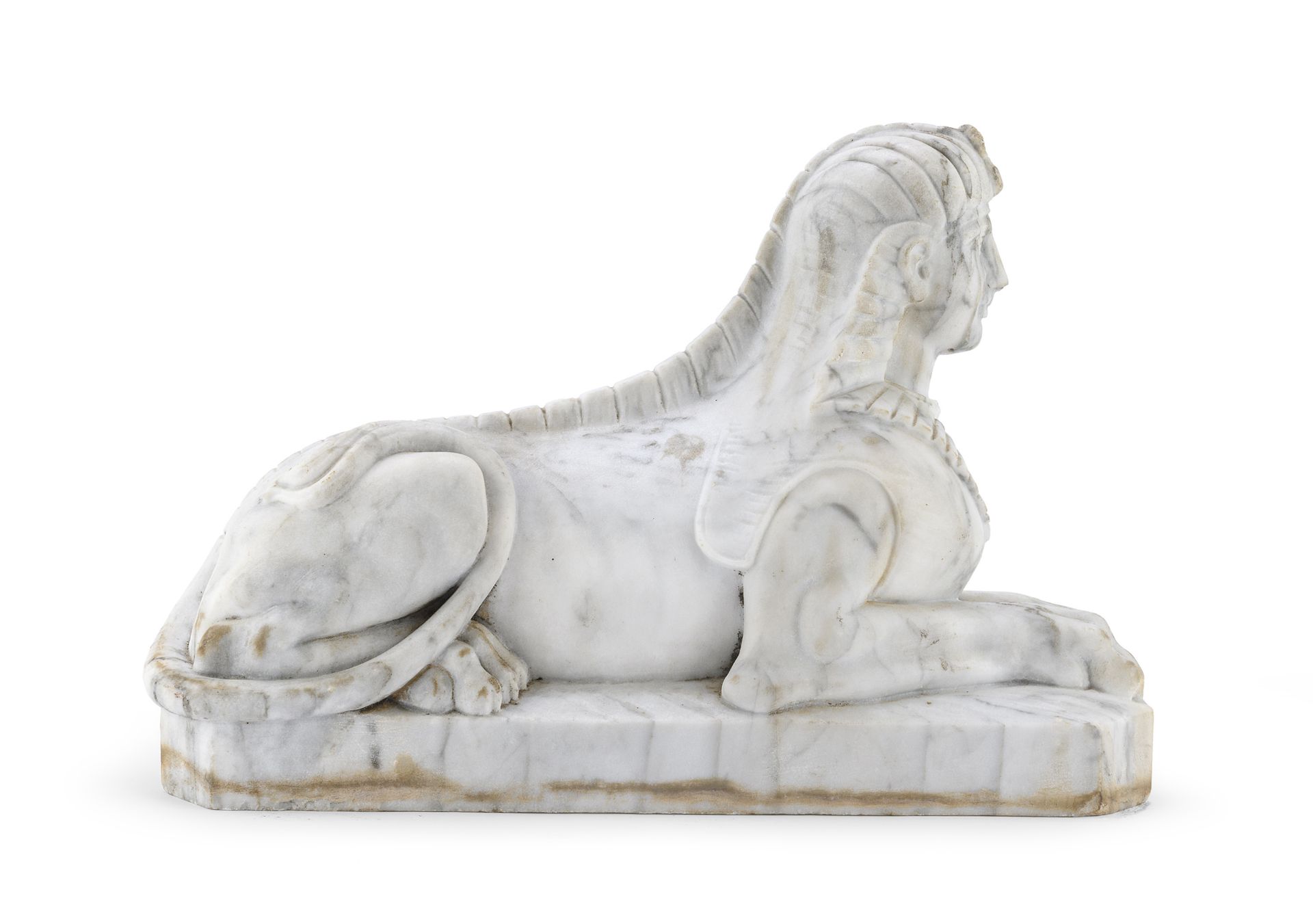NEOCLASSICAL MARBLE SCULPTURE OF THE SPHINX EARLY 19TH CENTURY