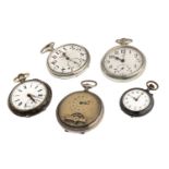 FIVE POCKET WATCHES 19TH CENTURY
