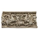 ROMAN STYLE HIGH RELIEF IN MARBLE DUST AND PLASTER EARLY 20TH CENTURY