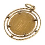 GOLD PENDANT WITH HUNGARIAN COIN 1901
