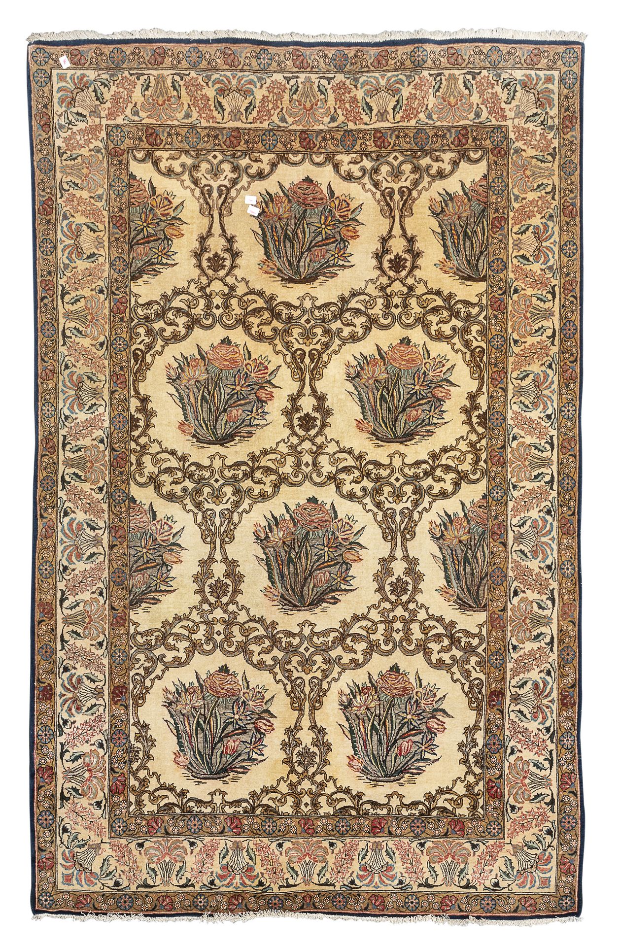 WOOL AND SILK KUM CARPET MID 20TH CENTURY