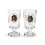 PAIR OF GLASSES WITH MINIATURES EARLY 20TH CENTURY