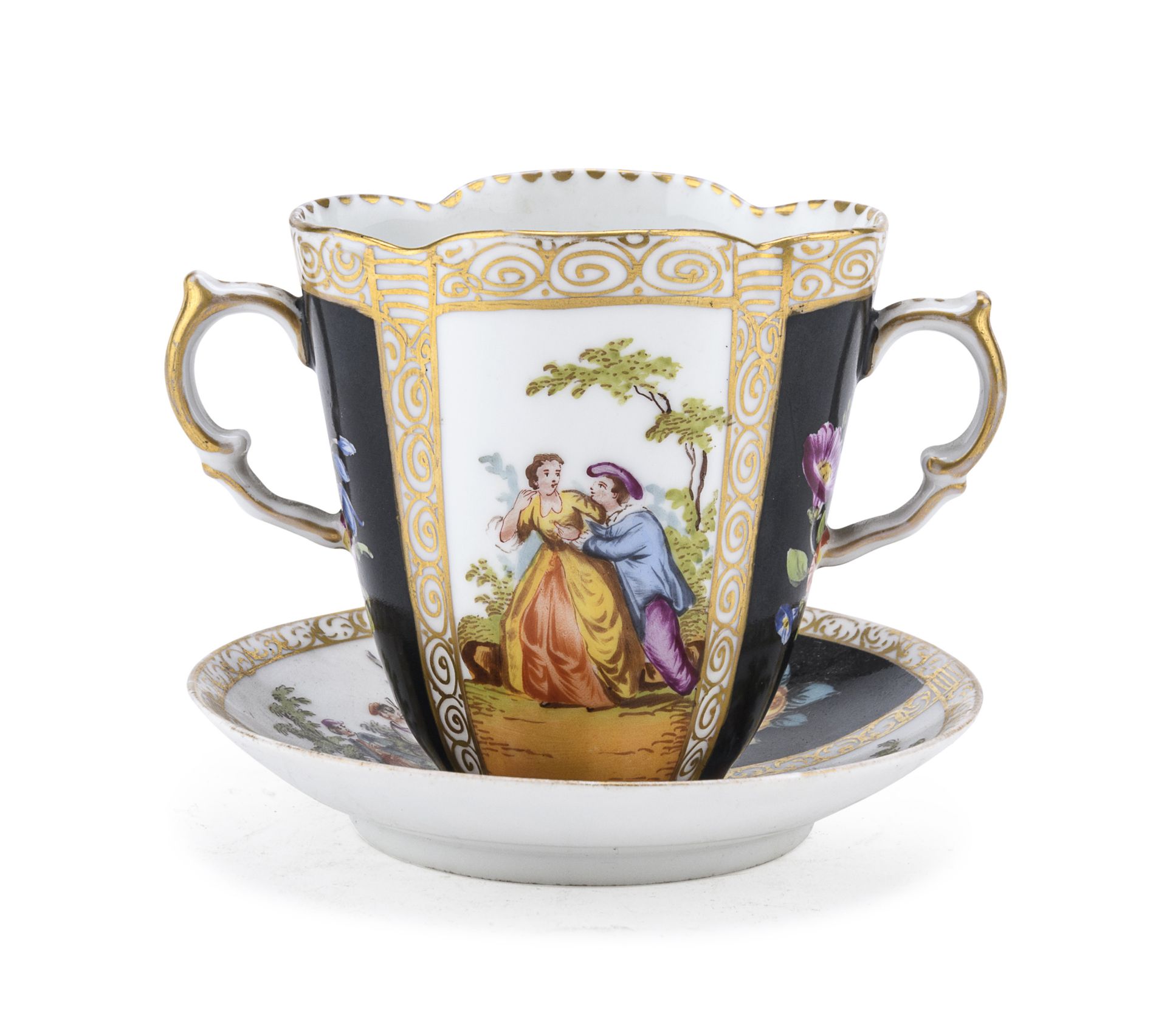 PORCELAIN CUP AND SAUCER DRESDEN LATE 19TH CENTURY - Image 2 of 4