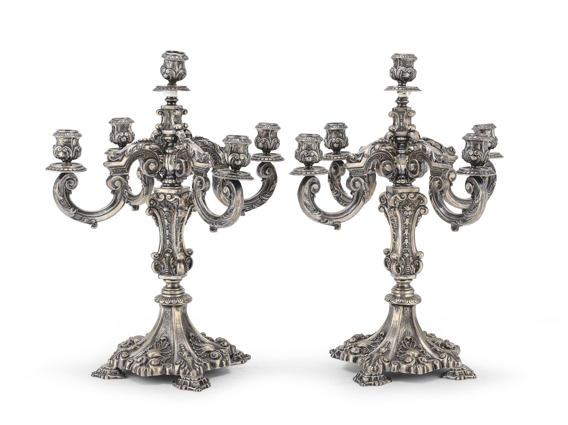 PAIR OF SILVER CANDLESTICKS PORTUGUESE PORT EARLY 20TH CENTURY