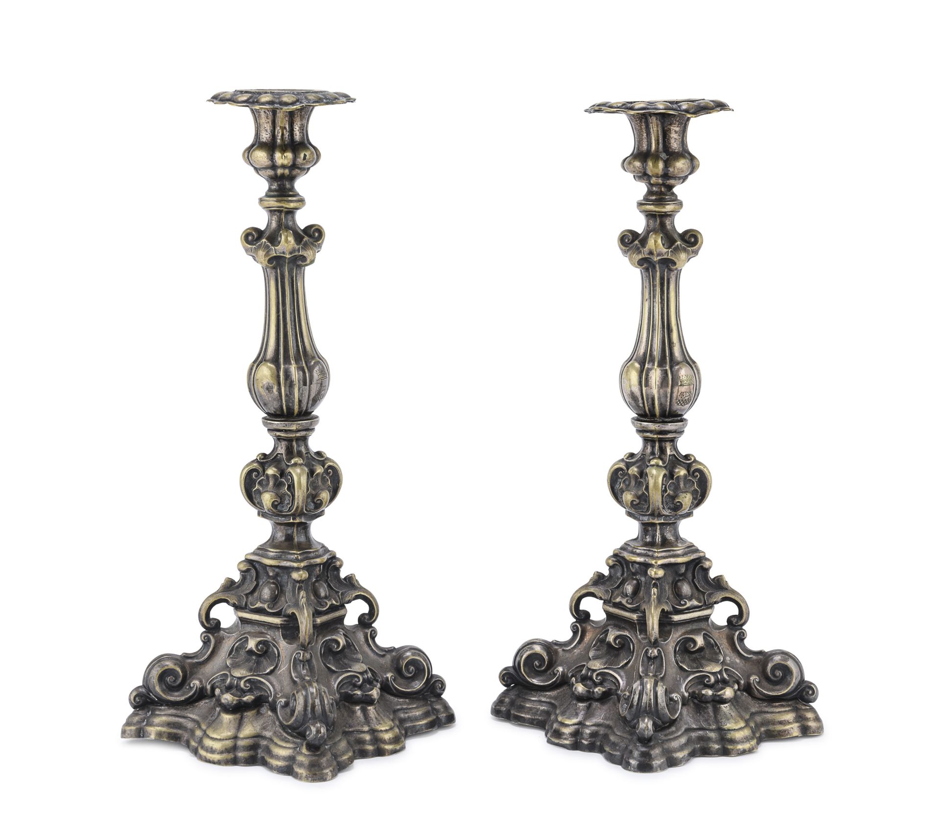 PAIR OF BRONZE CANDLESTICKS 19TH CENTURY