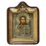 OIL ICON BY RUSSIAN PAINTER 19TH CENTURY