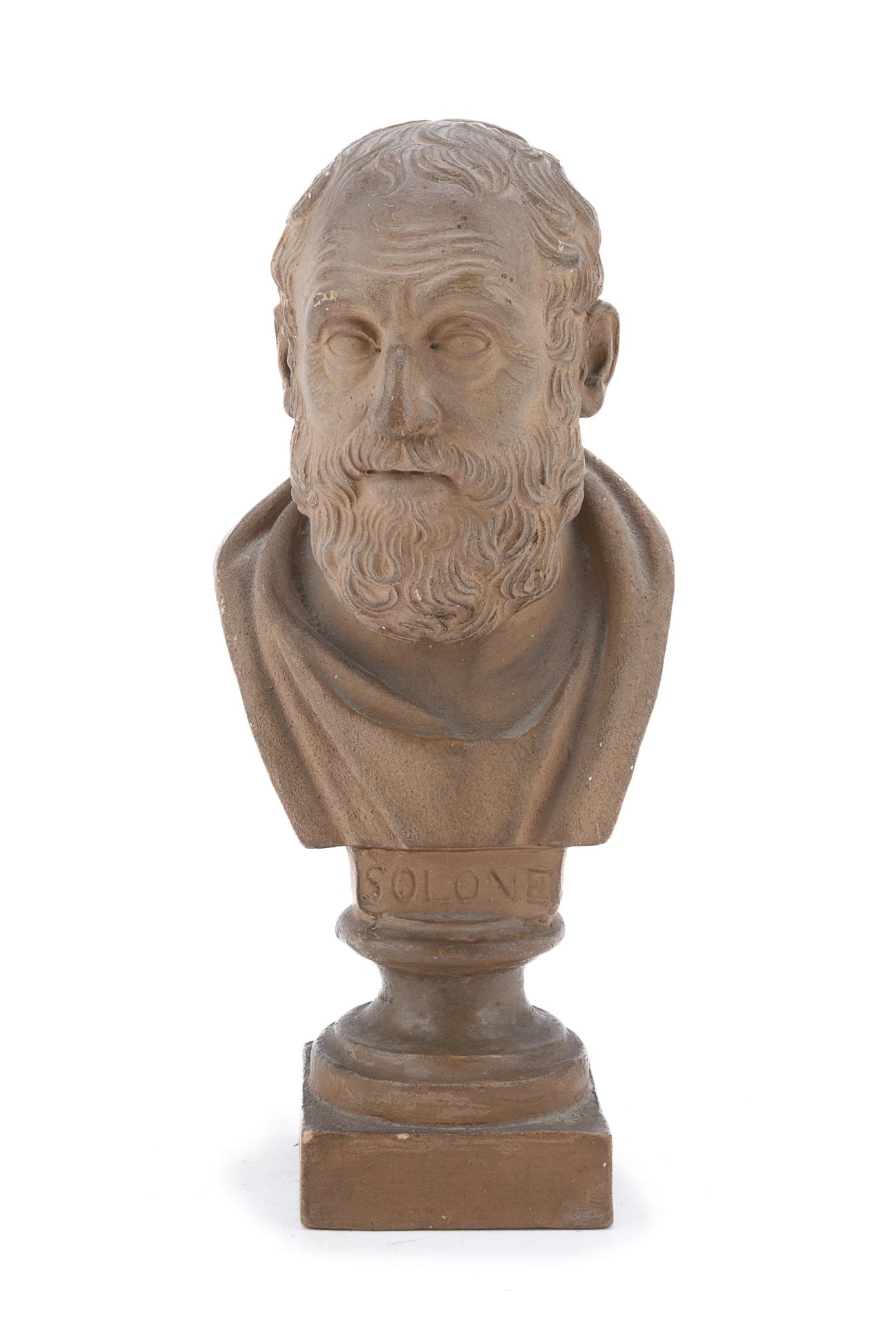 SMALL TERRACOTTA BUST OF SOLON 19TH CENTURY