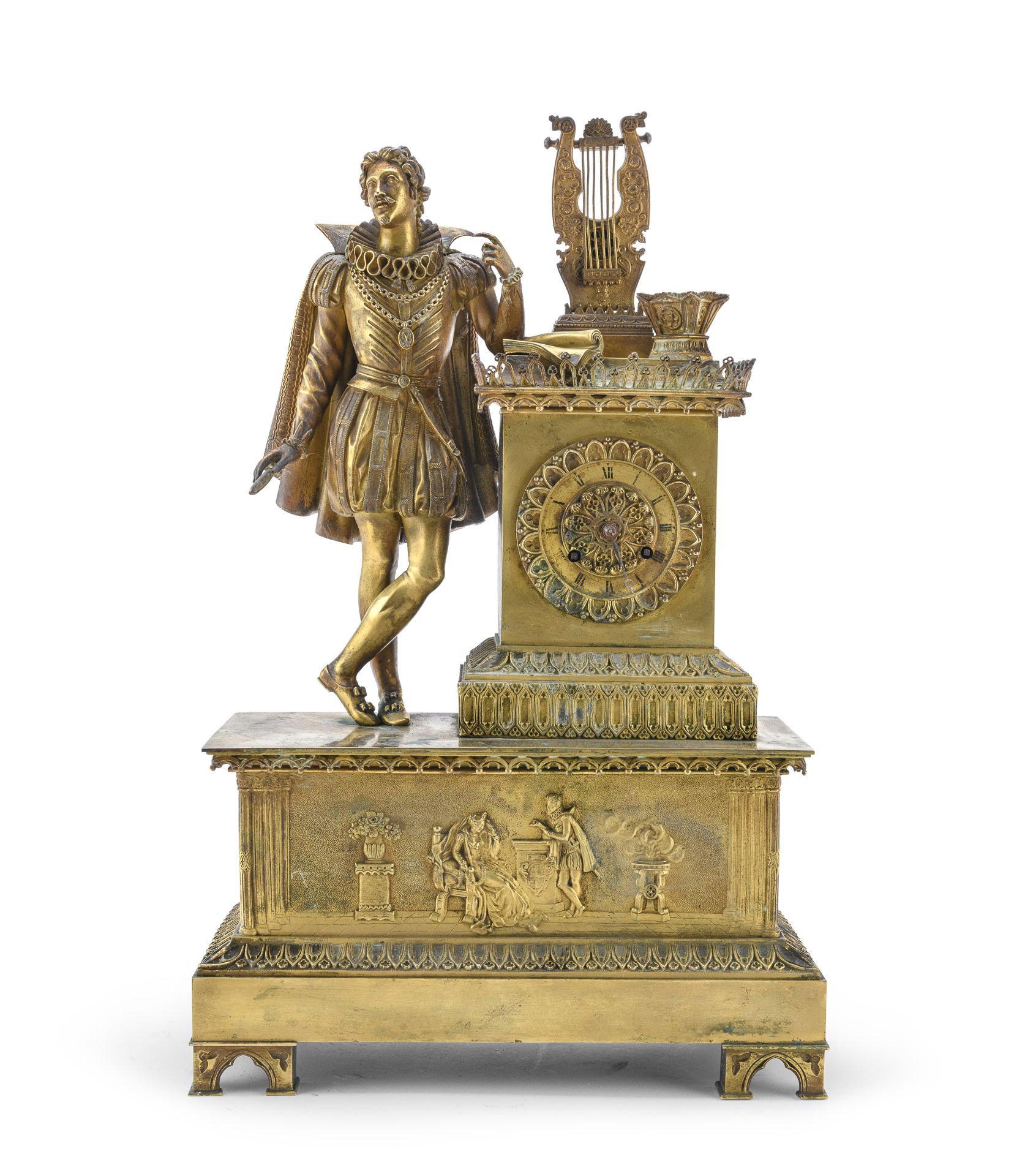 GILT BRONZE MANTEL CLOCK EARLY 19TH CENTURY