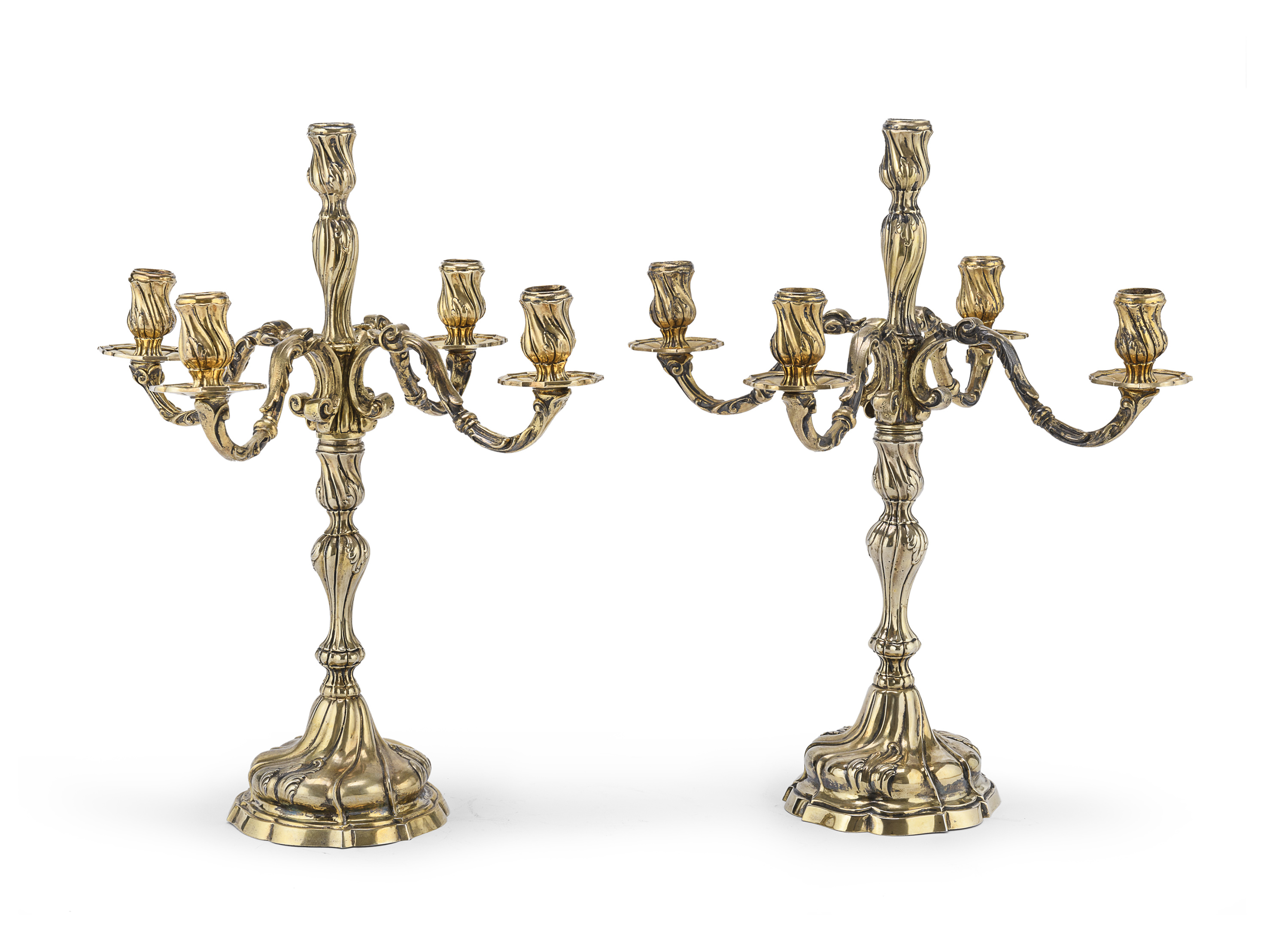 PAIR OF SILVER-GILT CANDELABRA ITALY LATE 19TH CENTURY