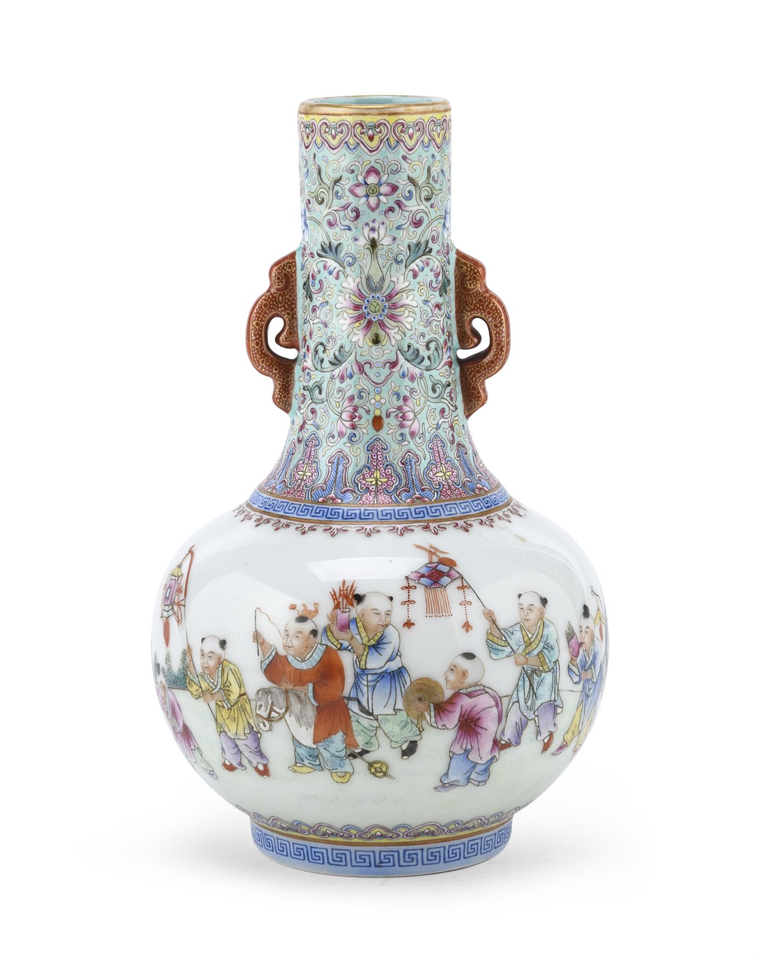 RARE PORCELAIN VASE WITH POLYCHROME ENAMELS AND GOLD CHINA 19TH CENTURY