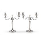 PAIR OF SILVER TOW-BRANCHED CANDLESTICKS KINGDOM OF SARDINIA SECOND HALF 19TH CENTURY