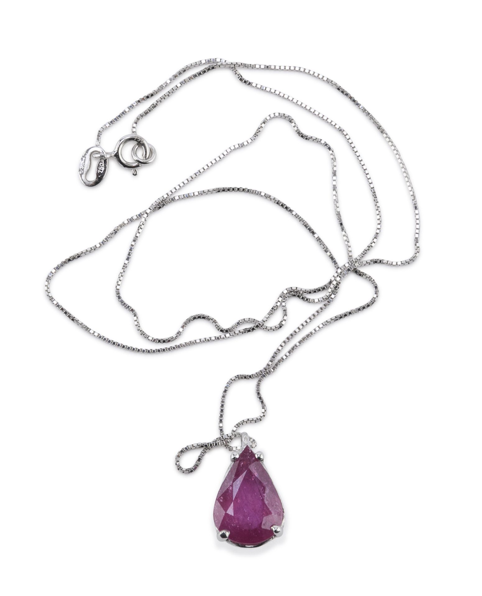 WHITE GOLD COLLIER AND PENDANT WITH RUBY