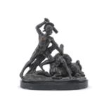 BRONZE GROUP WITH BLACK PATINA 19TH CENTURY