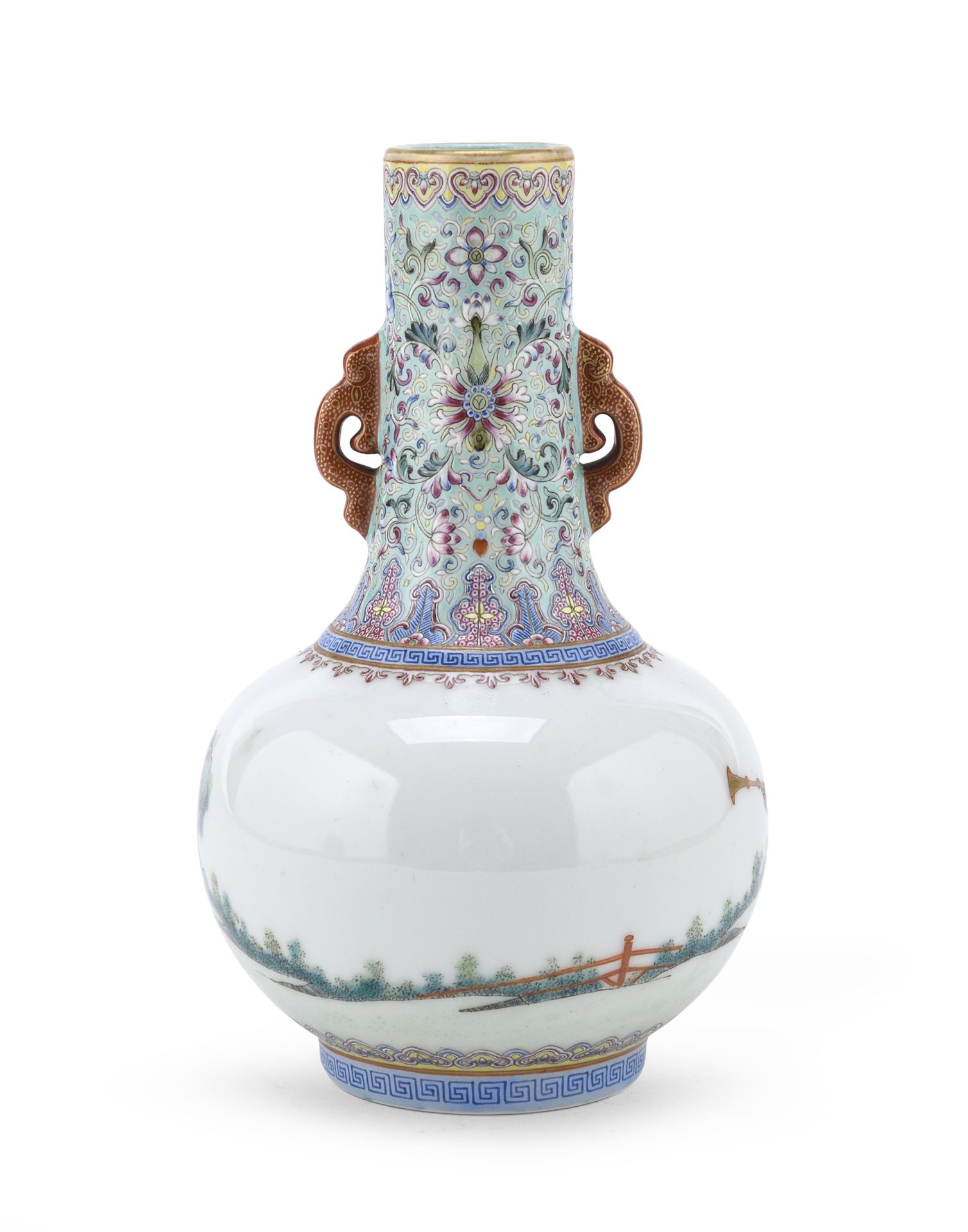 RARE PORCELAIN VASE WITH POLYCHROME ENAMELS AND GOLD CHINA 19TH CENTURY - Image 2 of 3