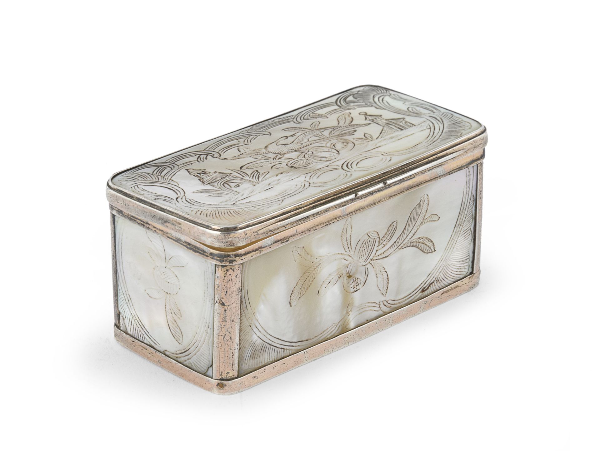 GILT METAL AND MOTHER OF PEARL BOX EARLY 19TH CENTURY