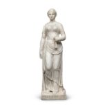 ITALIAN WHITE MARBLE SCULPTURE OF CALLIOPE NEOCLASSICAL PERIOD